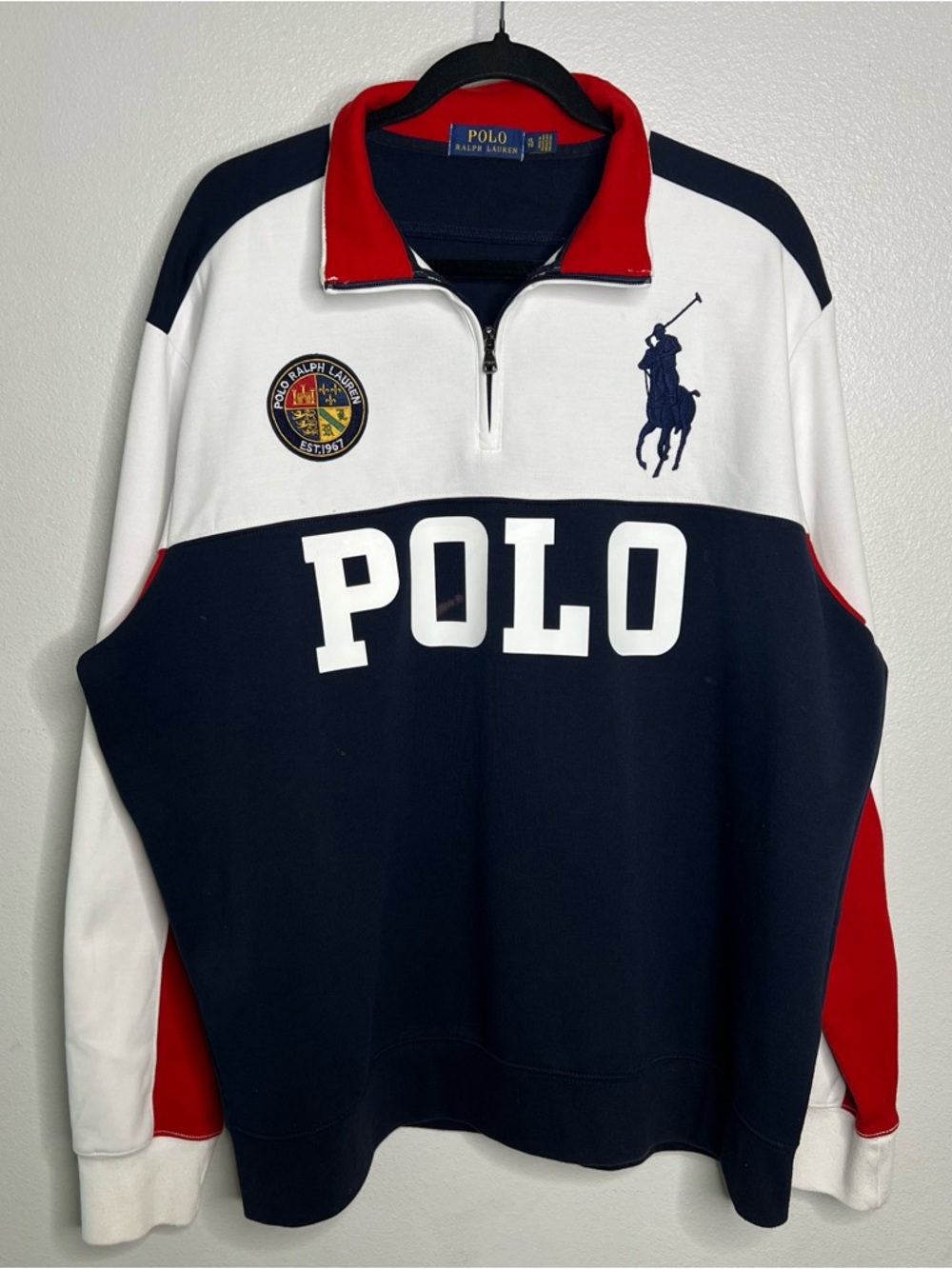 Polo Ralph Lauren Mens Big Pony & Logo 1/2 Zip Pullover Sweatshirt XLarge *FLAWS